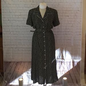 Liz Clairborne blk/wht print belted shirt dress